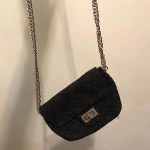 Over the shoulder lacy black purse